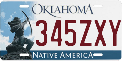 OK license plate 345ZXY