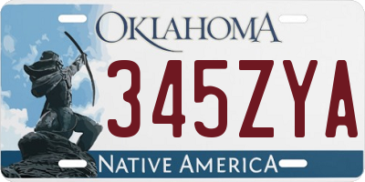 OK license plate 345ZYA