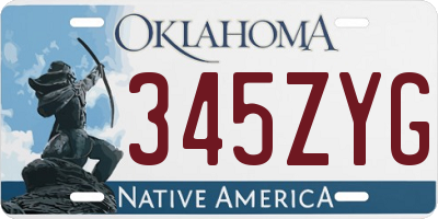 OK license plate 345ZYG