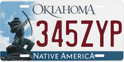 OK license plate 345ZYP