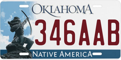OK license plate 346AAB