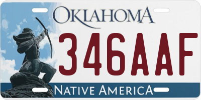 OK license plate 346AAF