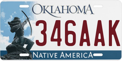 OK license plate 346AAK