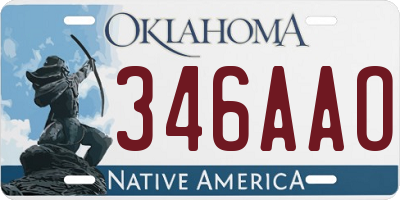 OK license plate 346AAO