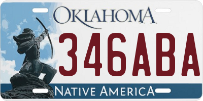 OK license plate 346ABA