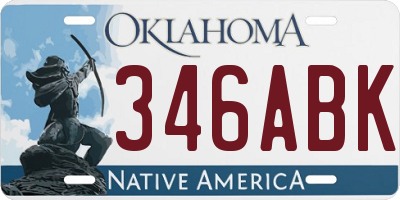 OK license plate 346ABK