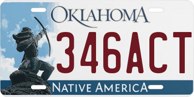 OK license plate 346ACT