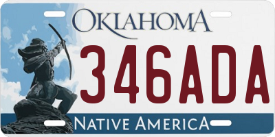 OK license plate 346ADA