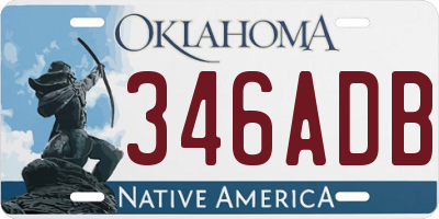 OK license plate 346ADB