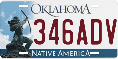 OK license plate 346ADV