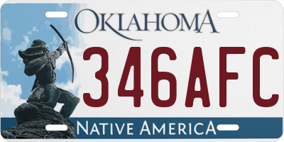 OK license plate 346AFC