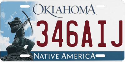 OK license plate 346AIJ