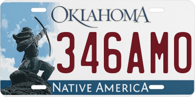 OK license plate 346AMO