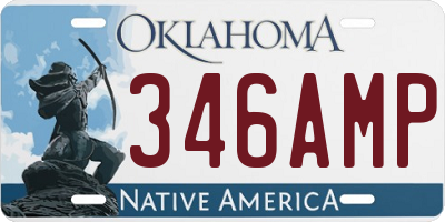 OK license plate 346AMP