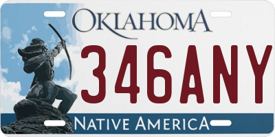 OK license plate 346ANY