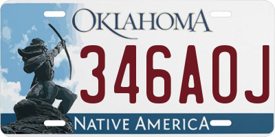 OK license plate 346AOJ