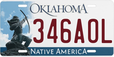 OK license plate 346AOL