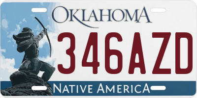 OK license plate 346AZD