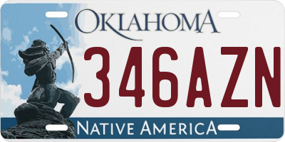 OK license plate 346AZN