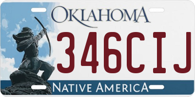 OK license plate 346CIJ