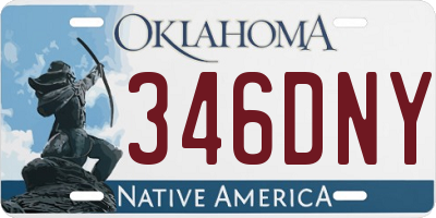 OK license plate 346DNY