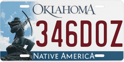 OK license plate 346DOZ