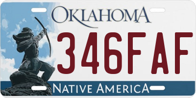 OK license plate 346FAF