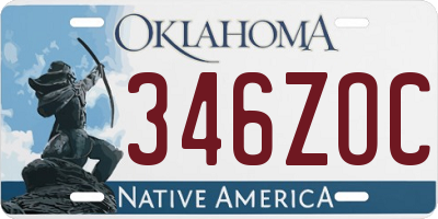 OK license plate 346ZOC