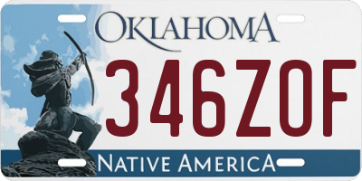 OK license plate 346ZOF