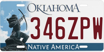 OK license plate 346ZPW