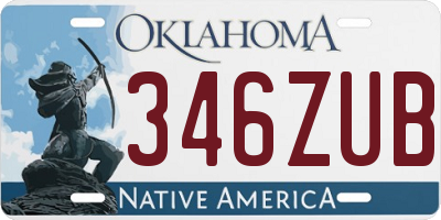 OK license plate 346ZUB