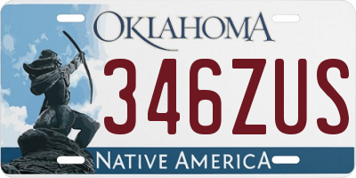 OK license plate 346ZUS