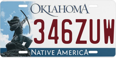 OK license plate 346ZUW