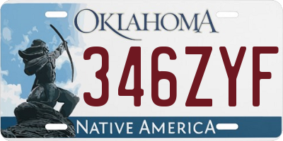 OK license plate 346ZYF