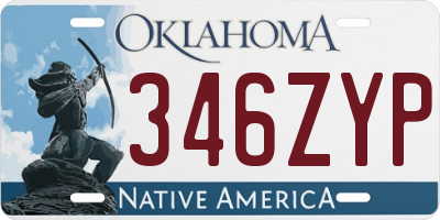 OK license plate 346ZYP