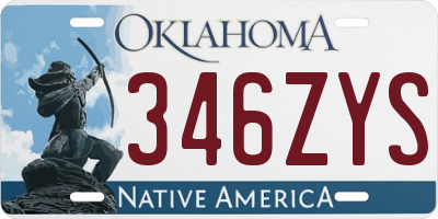 OK license plate 346ZYS