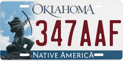 OK license plate 347AAF