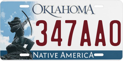 OK license plate 347AAO