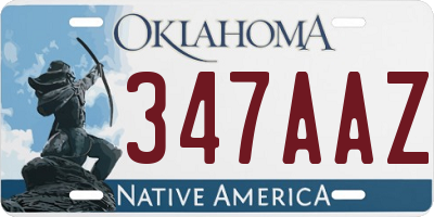 OK license plate 347AAZ