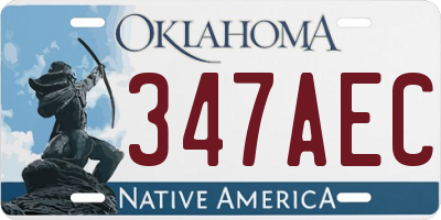 OK license plate 347AEC