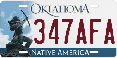 OK license plate 347AFA
