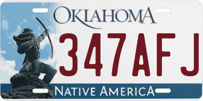 OK license plate 347AFJ