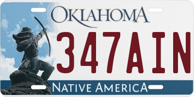 OK license plate 347AIN