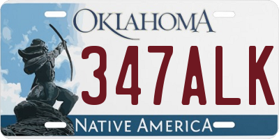 OK license plate 347ALK