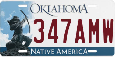 OK license plate 347AMW