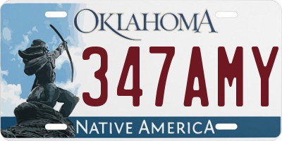 OK license plate 347AMY