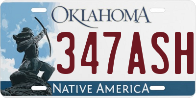 OK license plate 347ASH