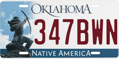 OK license plate 347BWN