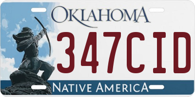 OK license plate 347CID