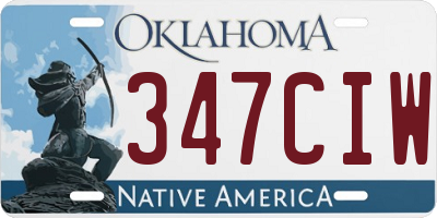 OK license plate 347CIW